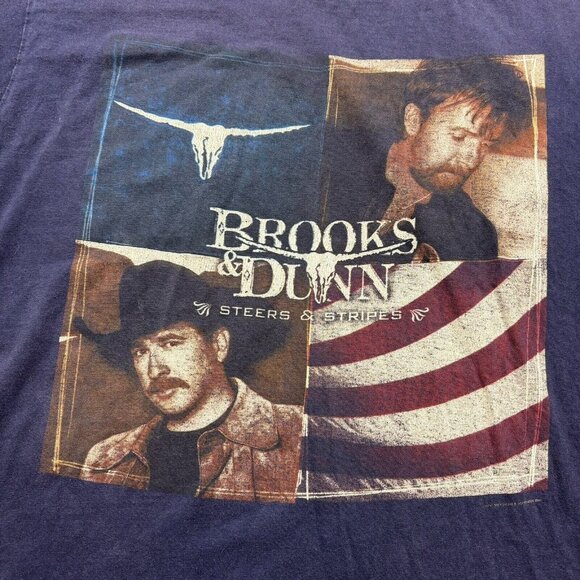 VTG 2001 Brooks & Dunn Steers Stripes Neon Circus Wild West Show Navy Men’s L - Picture 3 of 7
